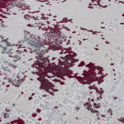 6' X 9' Ivory Red and Gray Abstract Area Rug