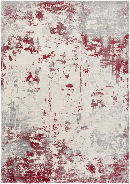 6' X 9' Ivory Red and Gray Abstract Area Rug