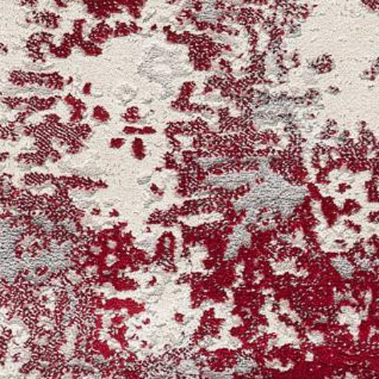 4' X 6' Red Abstract Dhurrie Area Rug