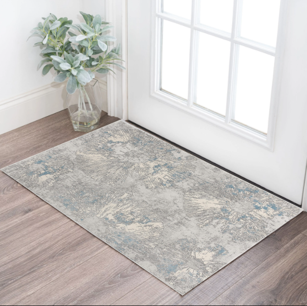 4' X 6' Blue Abstract Dhurrie Area Rug