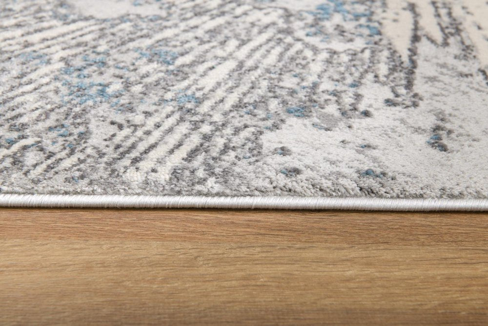 7' X 10' Blue Abstract Circular Motifs Area Rug