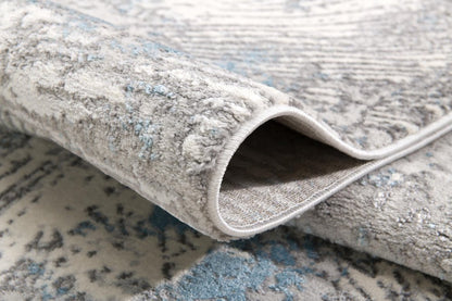 7' X 10' Blue Abstract Circular Motifs Area Rug