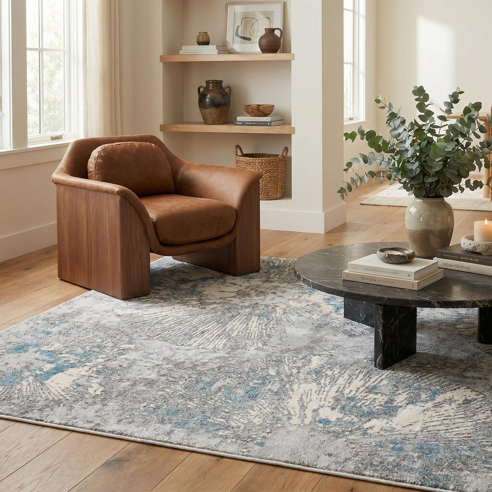 4' X 6' Blue Abstract Dhurrie Area Rug