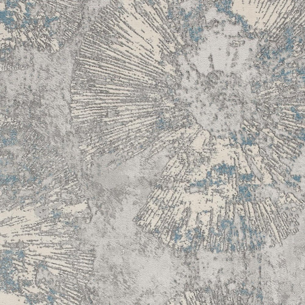 7' X 10' Blue Abstract Circular Motifs Area Rug