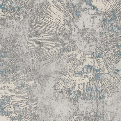 7' X 10' Blue Abstract Circular Motifs Area Rug