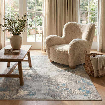 4' X 6' Blue Abstract Dhurrie Area Rug