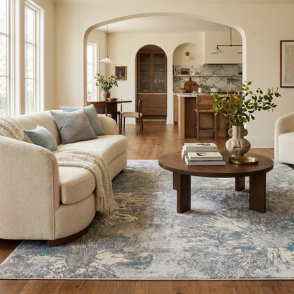 4' X 6' Blue Abstract Dhurrie Area Rug