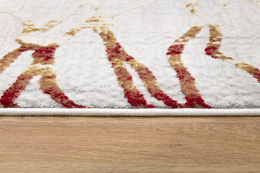 5' X 8' Gold And Ivory Abstract Branches Area Rug