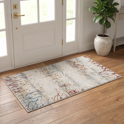 3' X 5' Gold And Ivory Abstract Branches Area Rug