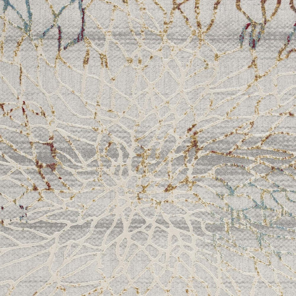 5' X 8' Gold And Ivory Abstract Branches Area Rug