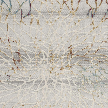 5' X 8' Gold And Ivory Abstract Branches Area Rug