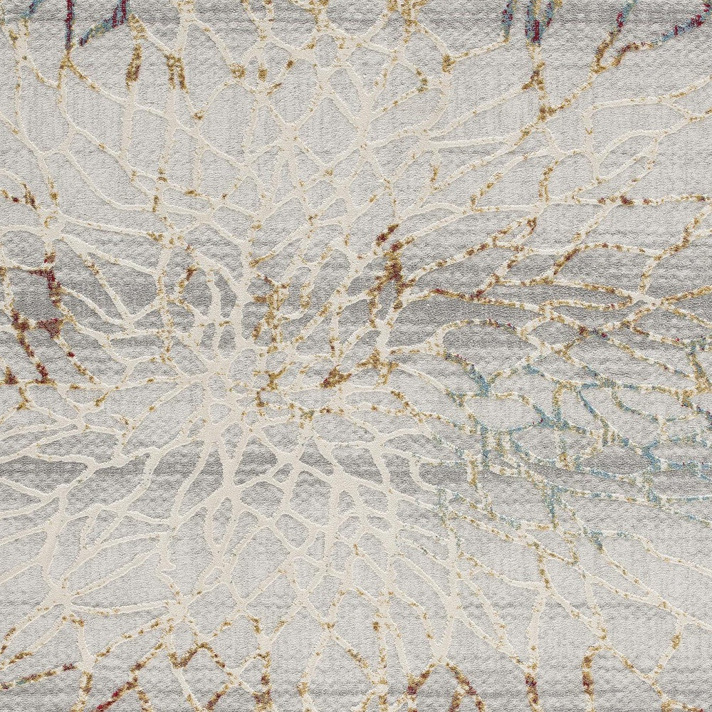 3’ X 5’ Gold And Ivory Abstract Branches Area Rug