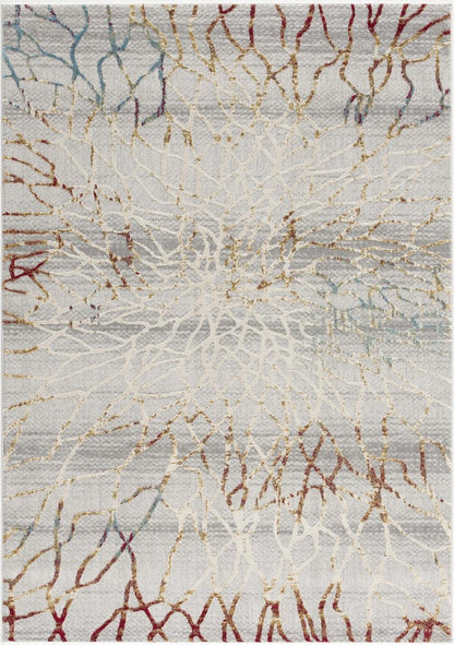 5' X 8' Gold And Ivory Abstract Branches Area Rug