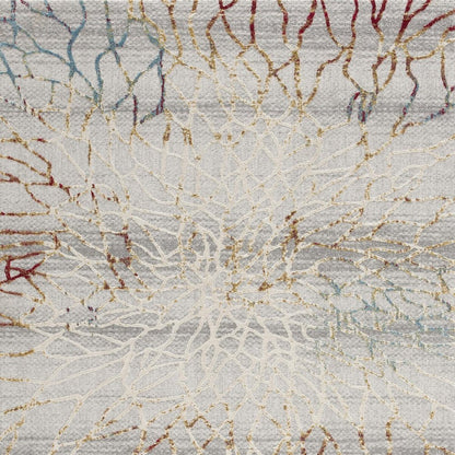 5' X 8' Gold And Ivory Abstract Branches Area Rug