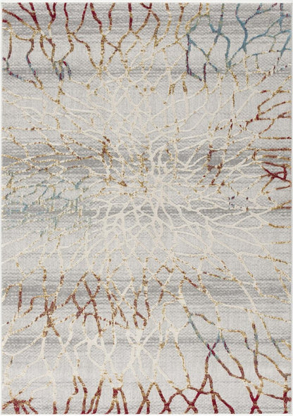 5' X 8' Gold And Ivory Abstract Branches Area Rug