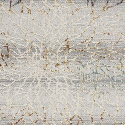 5' X 8' Gold And Ivory Abstract Branches Area Rug