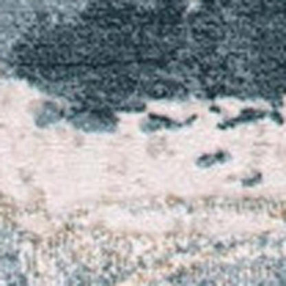 8' Blue And Ivory Abstract Dhurrie Runner Rug