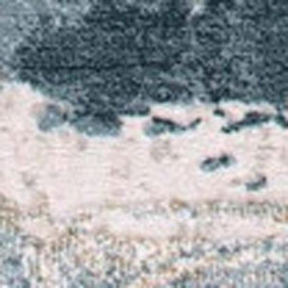 6' X 9' Blue And Ivory Abstract Dhurrie Area Rug