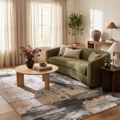 5' X 7' Gray And Ivory Abstract Dhurrie Area Rug