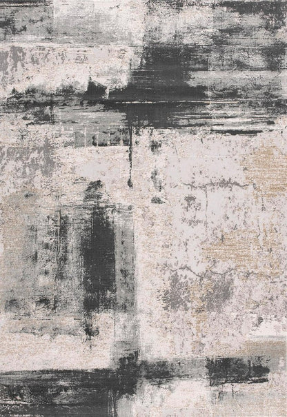 5' X 7' Gray And Ivory Abstract Dhurrie Area Rug