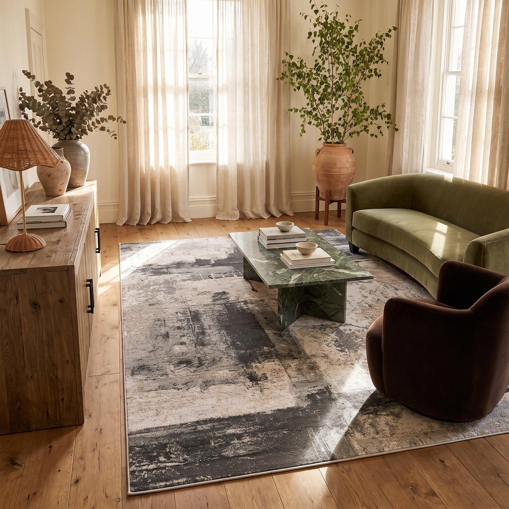 5' X 7' Gray And Ivory Abstract Dhurrie Area Rug