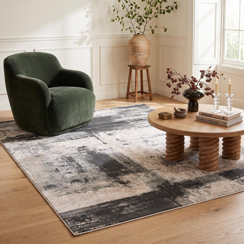 5' X 7' Gray And Ivory Abstract Dhurrie Area Rug
