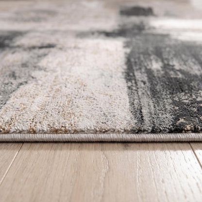 5' X 7' Gray And Ivory Abstract Dhurrie Area Rug