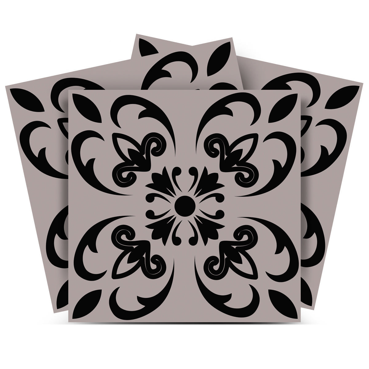 4" X 4" Black And White Orchid Peel And Stick Removable Tiles