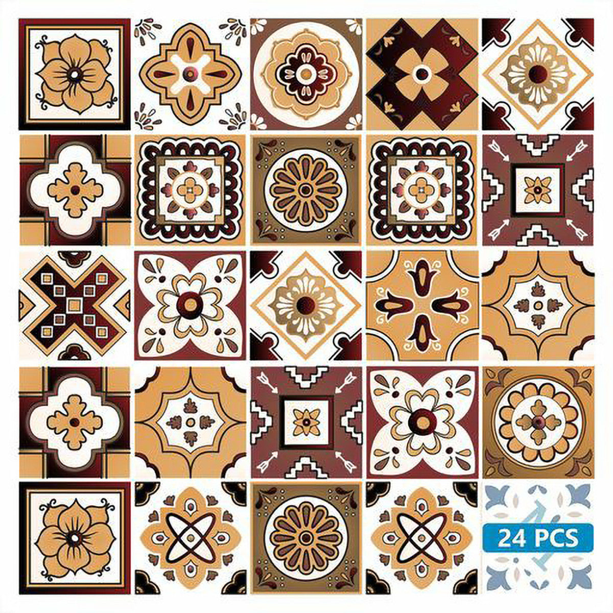 4" X 4" Shades Of Brown Mosaic Peel And Stick Removable Tiles