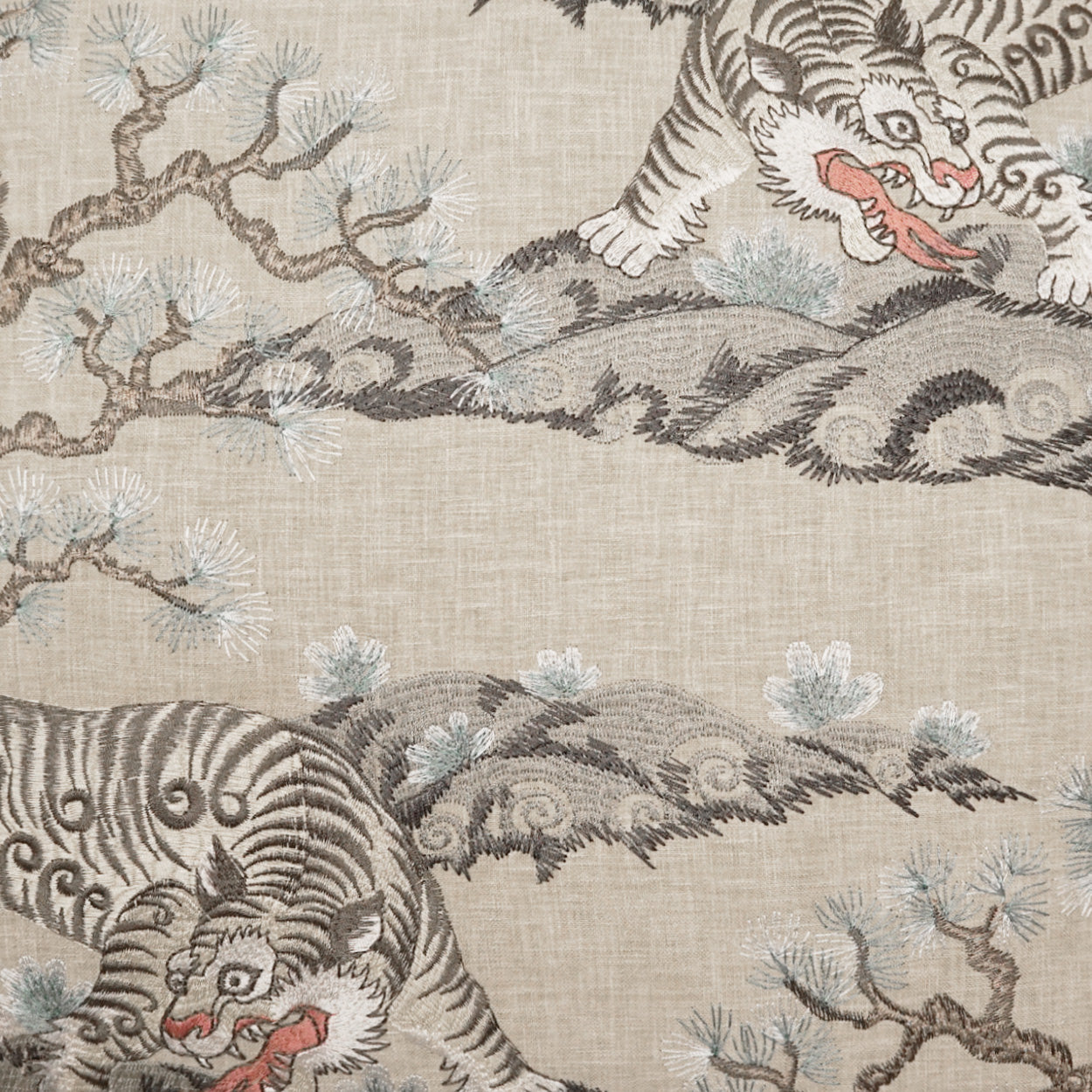 D.V. KAP HOME 3909-Z-YARD Chonburi Fabric - Zen Novelty, Embroidery, Animal  Orange   - Chonburi