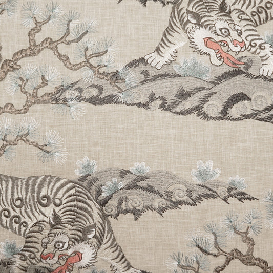 D.V. KAP HOME 3909-Z-YARD Chonburi Fabric - Zen Novelty, Embroidery, Animal  Orange   - Chonburi