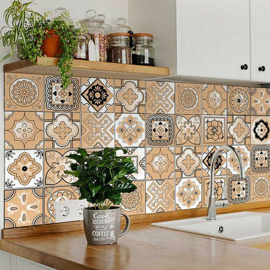 4" X 4" Shades Of Taupe Mosaic Peel And Stick Removable Tiles