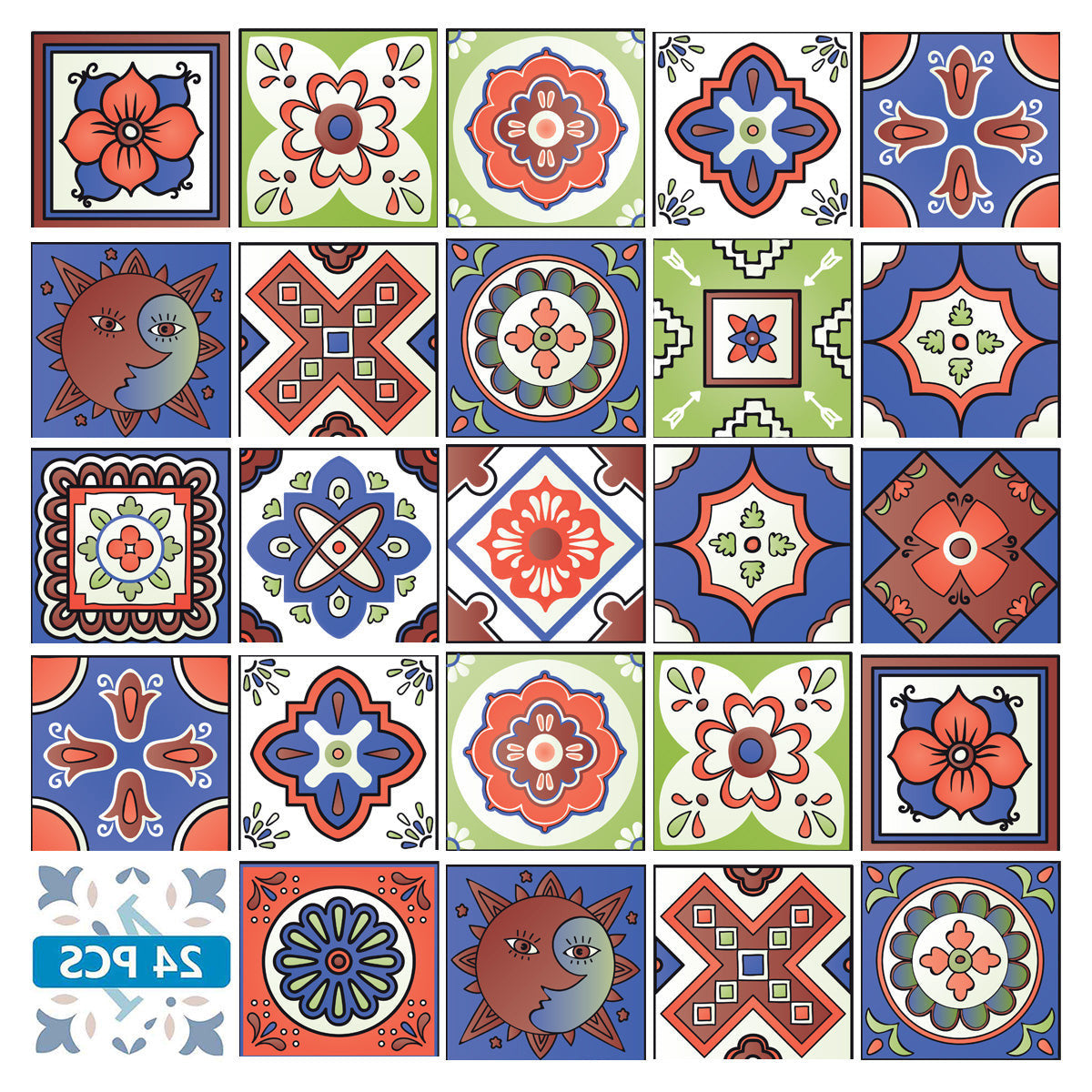 4" X 4" Mediterra Terra Cotta Mosaic Peel And Stick Removable Tiles