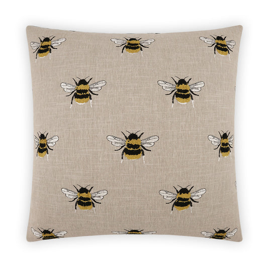 D.V. KAP HOME   24" x 24" Busy Bee Pillow - Linen Novelty, Embroidery    - 3914-L-2424
