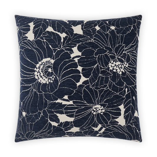 D.V. KAP HOME   24" x 24" Anathallo Pillow - Navy Floral    - 3916-N-2424