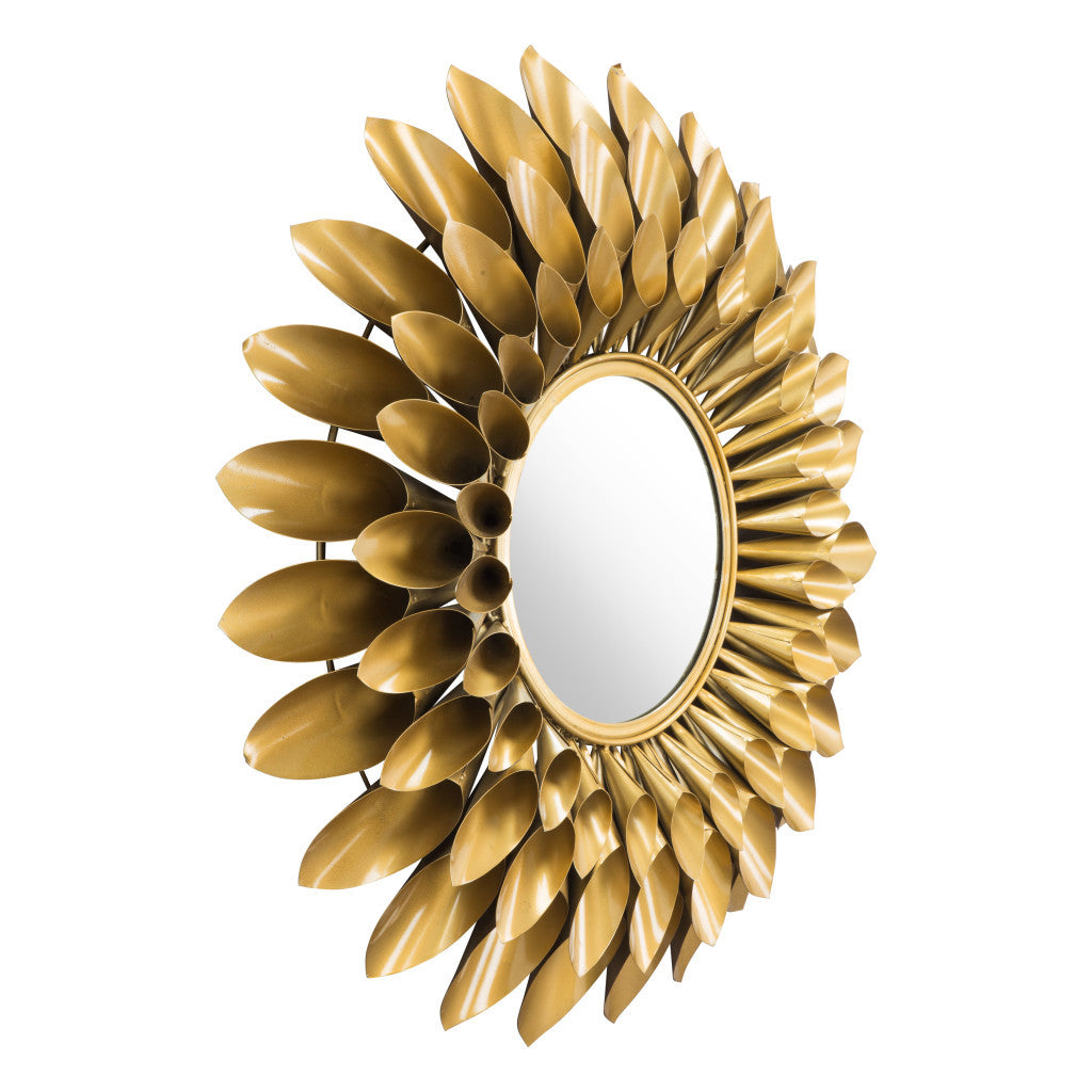 32" Gold Sunflower Sunburst Metal Accent Mirror