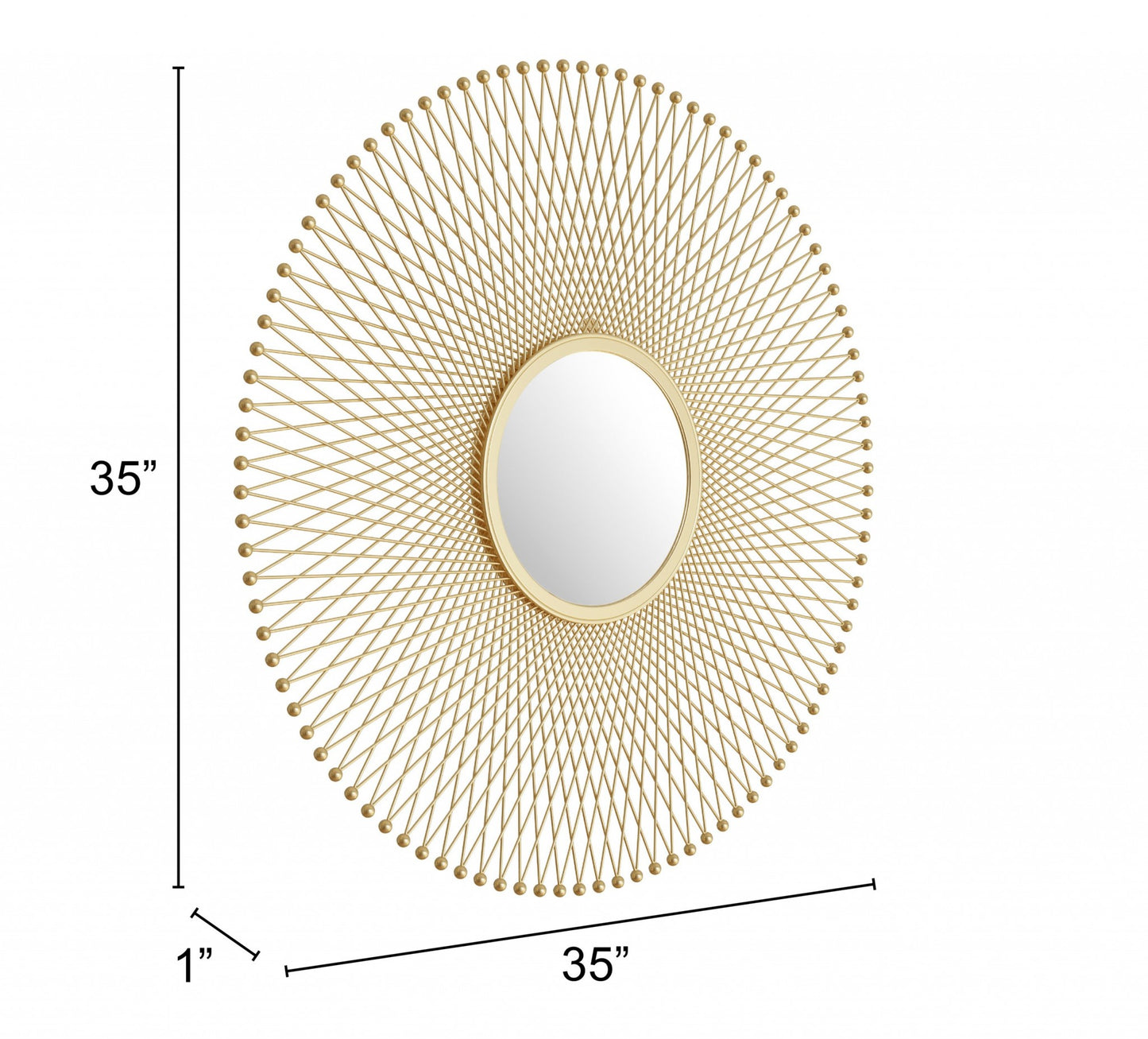 35" Gold Round Accent Mirror