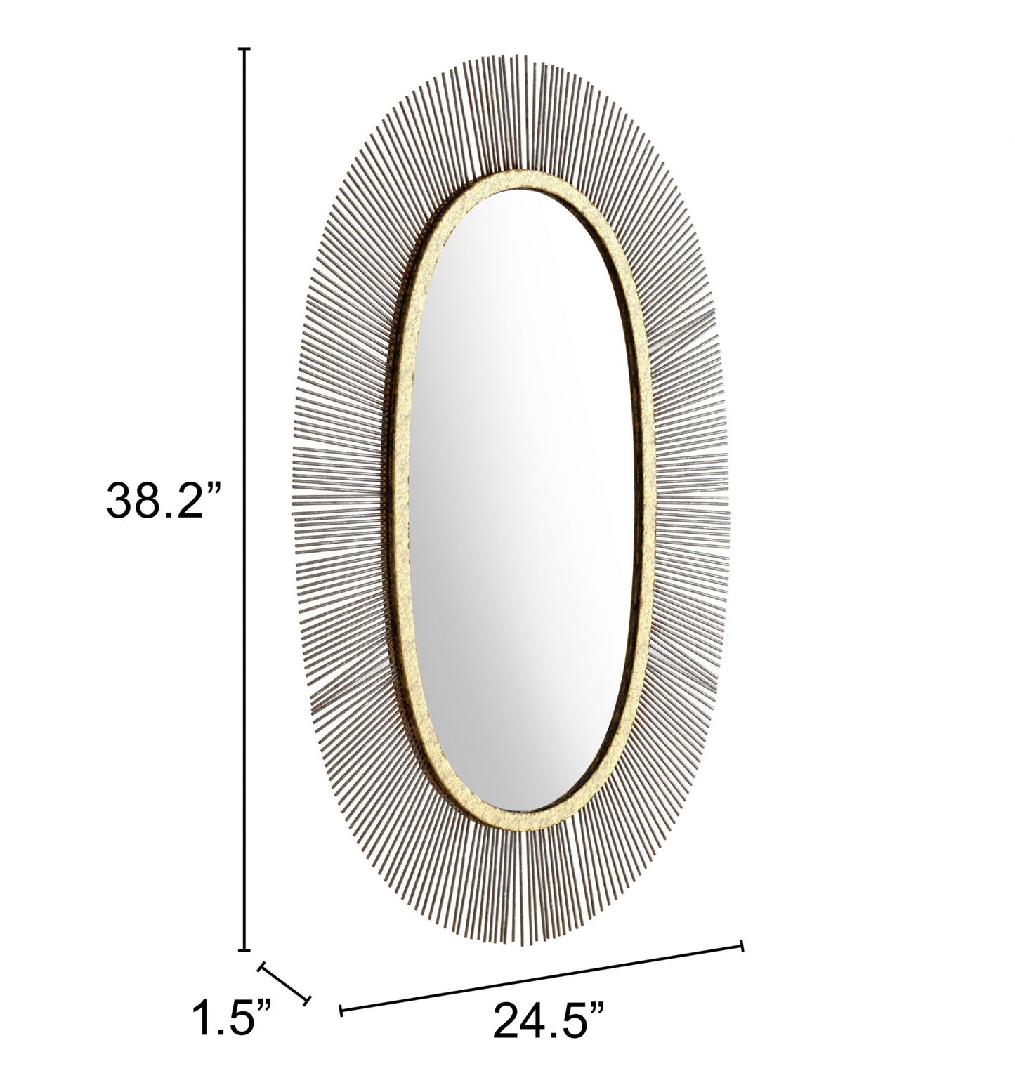 38" Black and Gold Oval Framed Accent Mirror