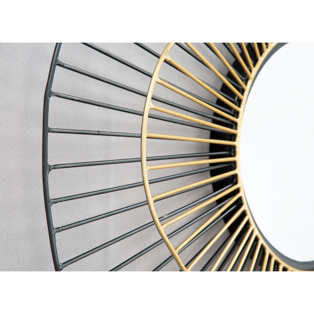 Black and Gold Contemporary Round Mirror