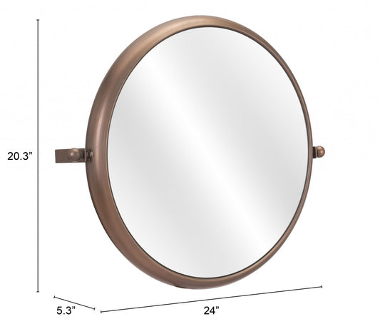 Industrial Gold Round Mirror