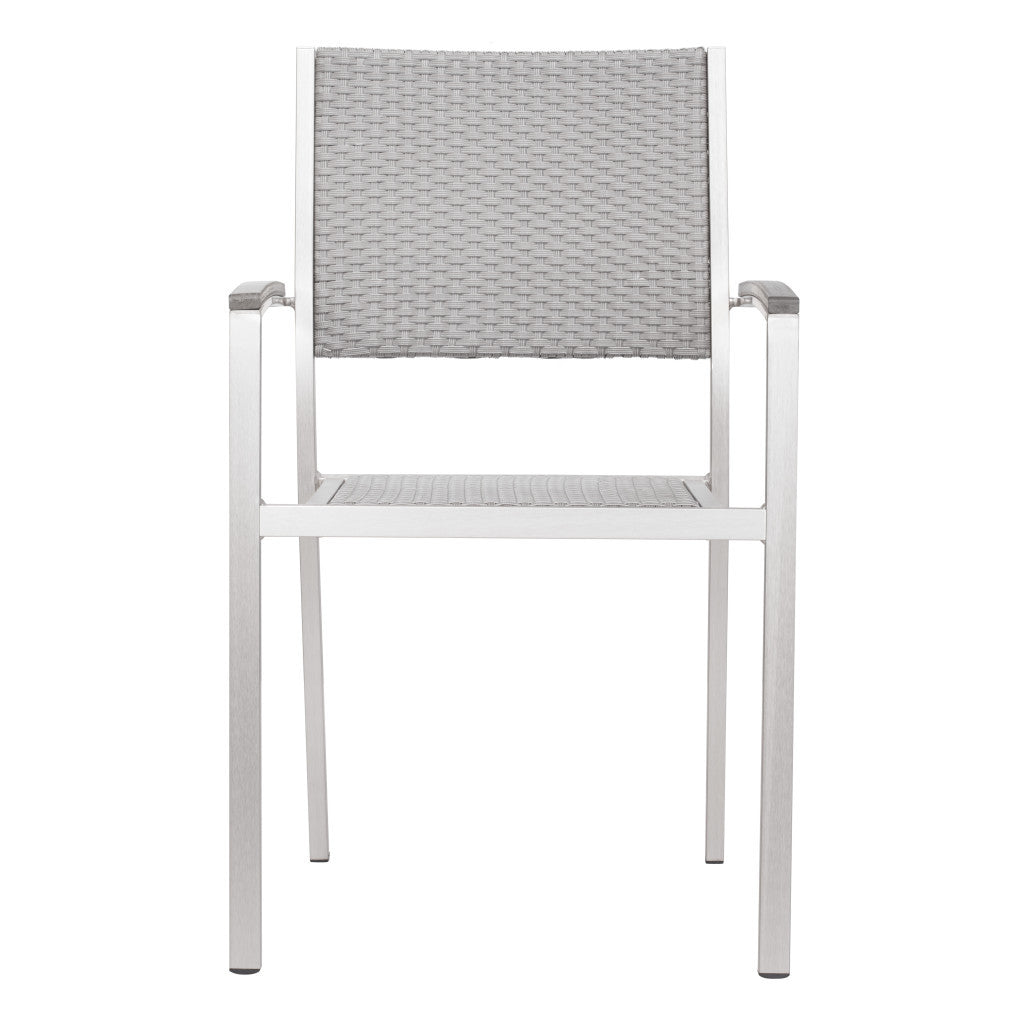 Set Of Two 21" White Aluminum Arm Chair