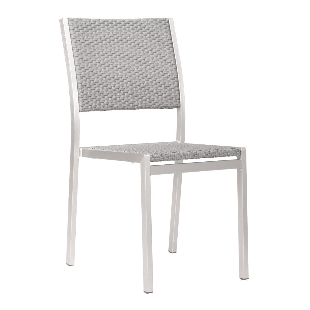 Set Of Two 18" White Aluminum Side Chair