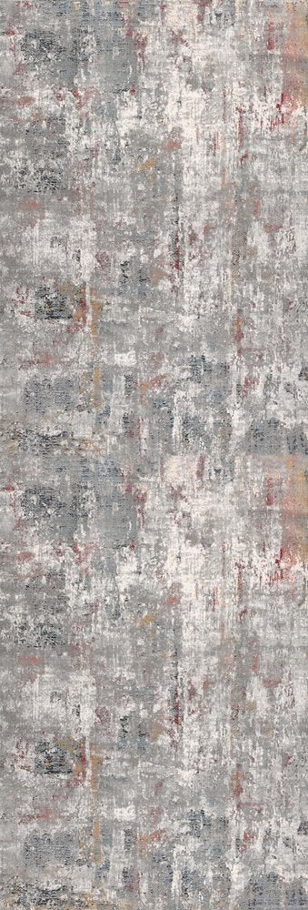 2' X 10' Gray And Ivory Abstract Runner Rug