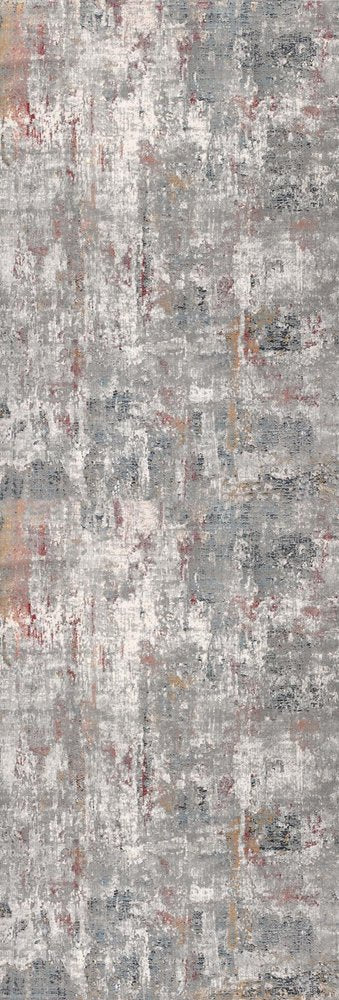 2' X 10' Gray And Ivory Abstract Runner Rug