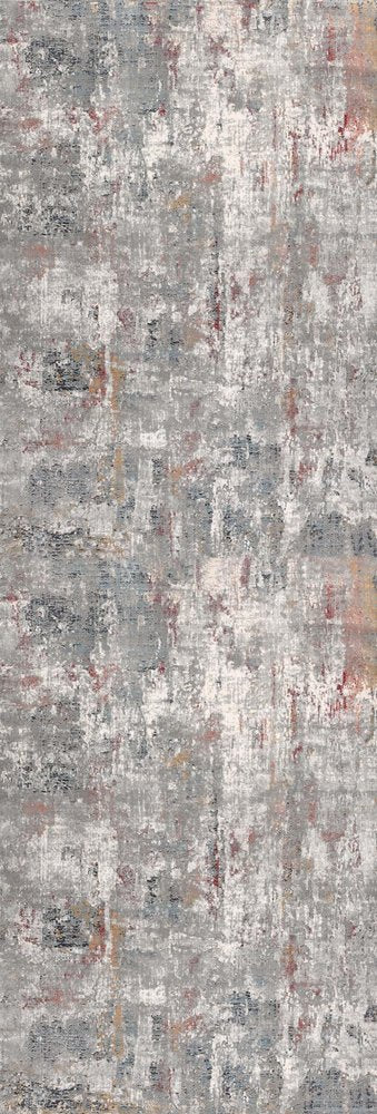2' X 10' Gray And Ivory Abstract Runner Rug