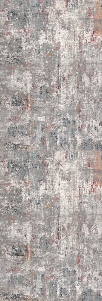 2' X 10' Gray And Ivory Abstract Runner Rug