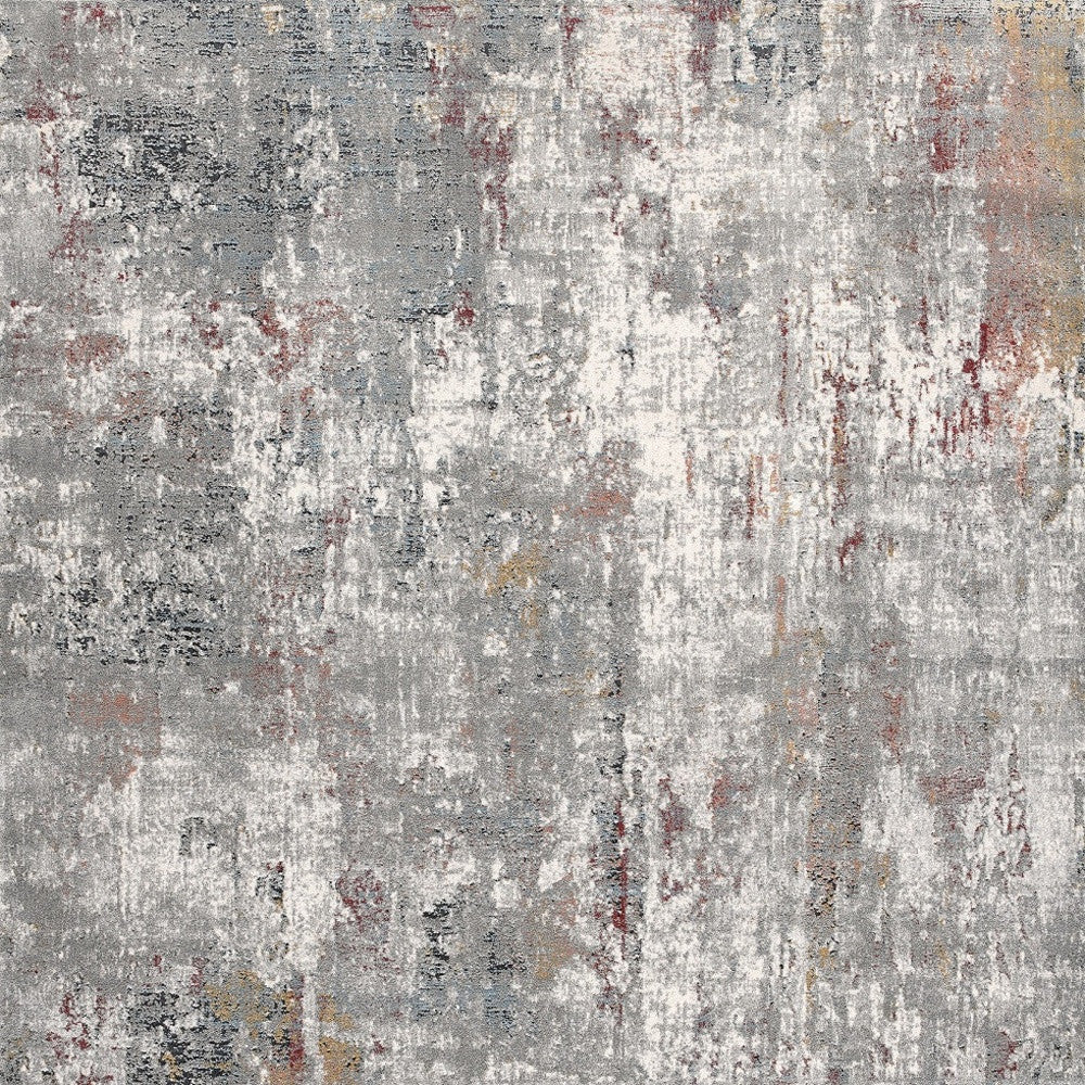 2' X 10' Gray And Ivory Abstract Runner Rug