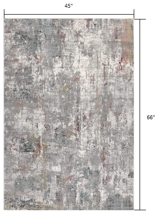 2' X 10' Gray And Ivory Abstract Runner Rug