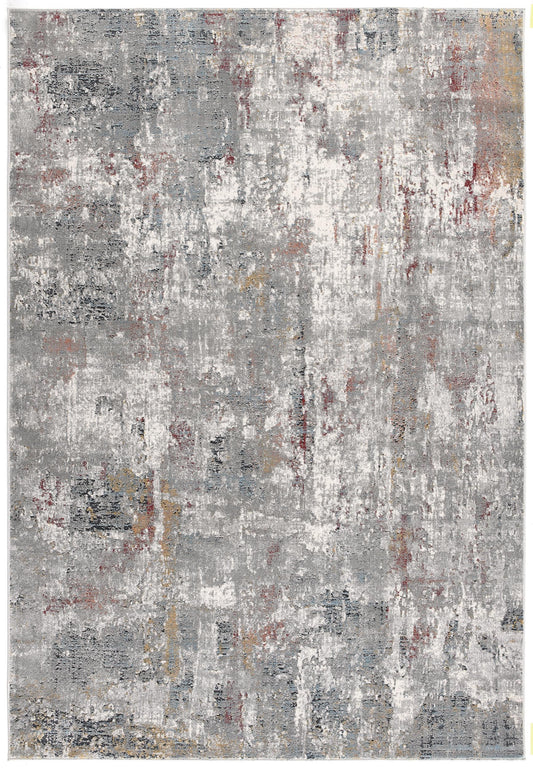 2' X 10' Gray And Ivory Abstract Runner Rug