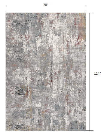 2' X 10' Gray And Ivory Abstract Runner Rug